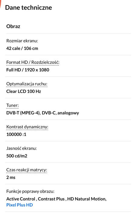 Telewizor Philips 42 cale CZARNY