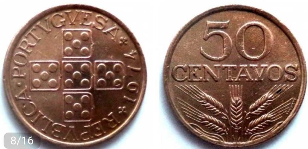Moedas 50 centavos de bronze