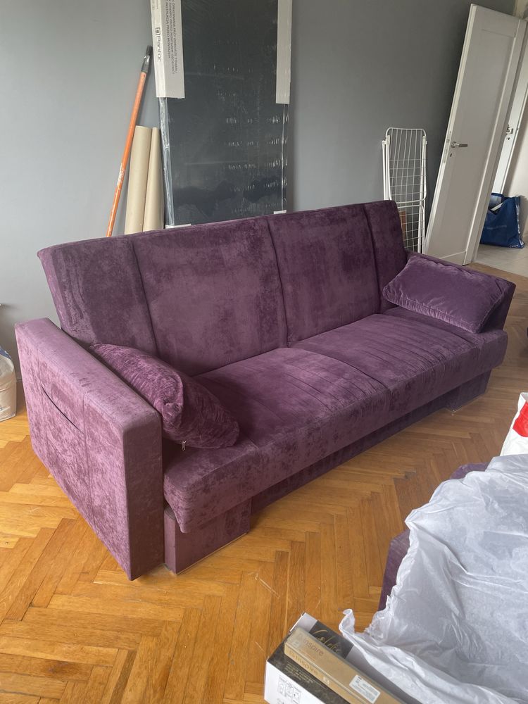 Rozkładana sofa kanapa fioletowa