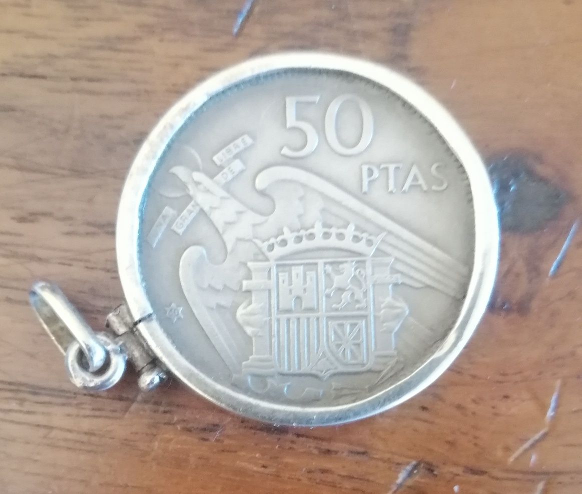 50 pesetas com aro em prata