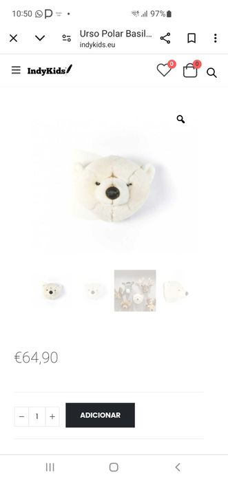 Urso polar de peluche de parede