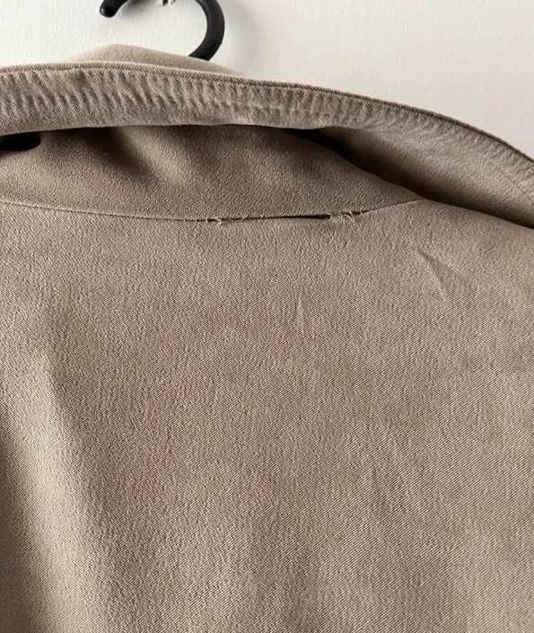 Klasyczny długi beżowy płaszcz trencz damski vintage M 38
