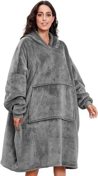 Bluza z kapturem oversize, koc ciepła modna PREZENT