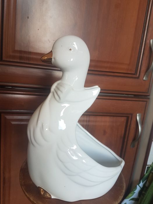 Porcelanowa kaczka pojemnik na szczotke do wc
