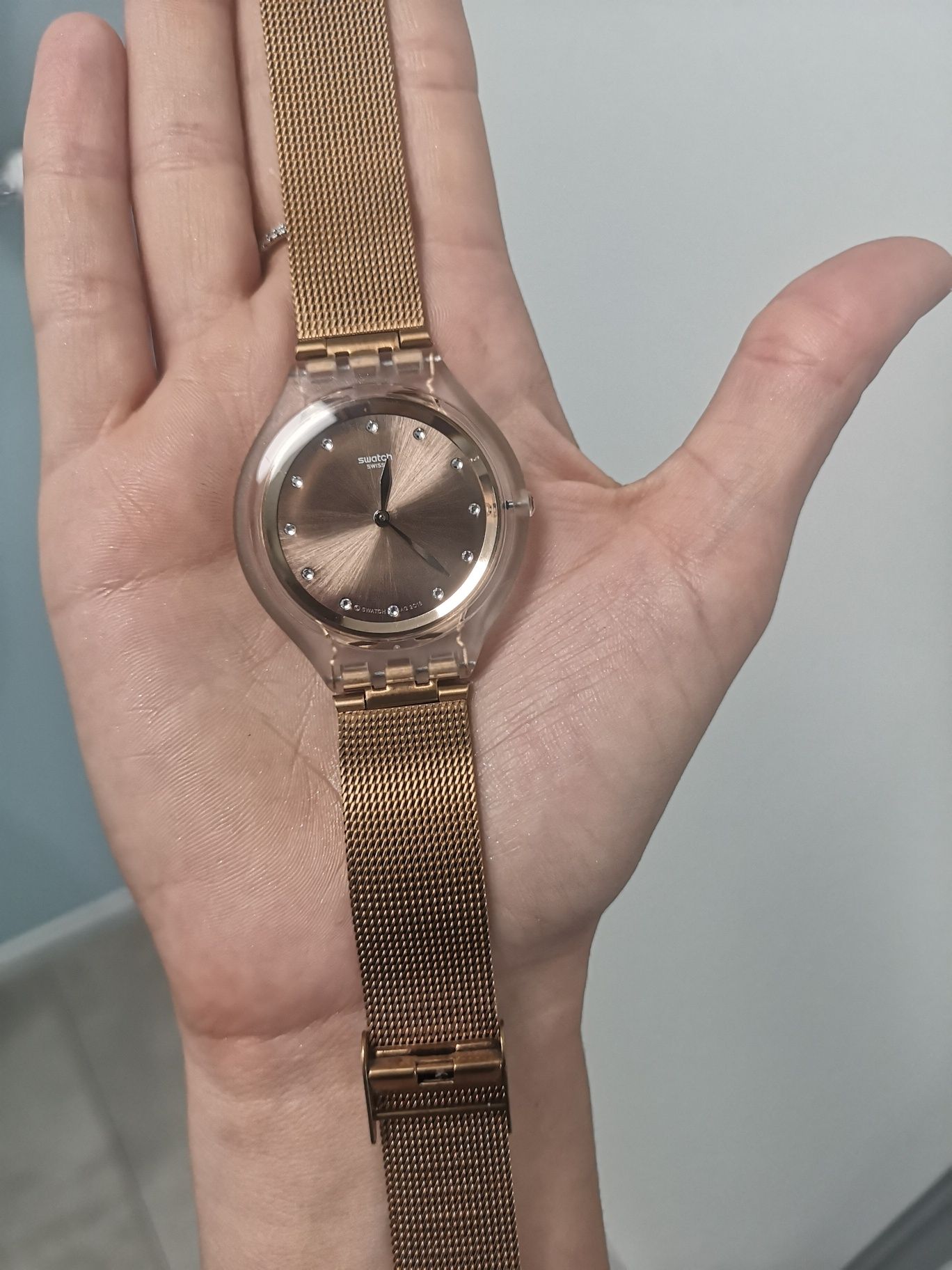 Zegarek swatch skin big stal miedziany różowe zloto