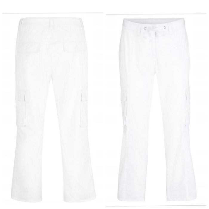 Białe letnie bawełniane spodnie plussize 44 xxl