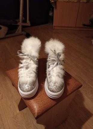 Сліпони, крипери на платформі, білі на хутрі 39 р