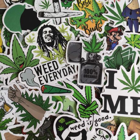 50 Stickers Autocolantes Erva Bob Marley