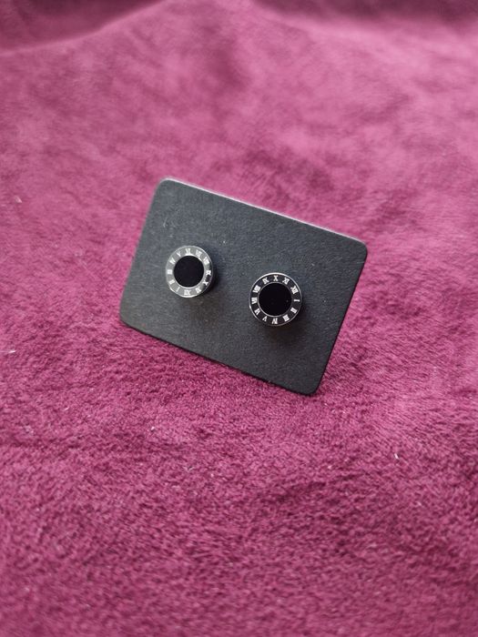 Srebrne czarne kolczyki stal szlachetna