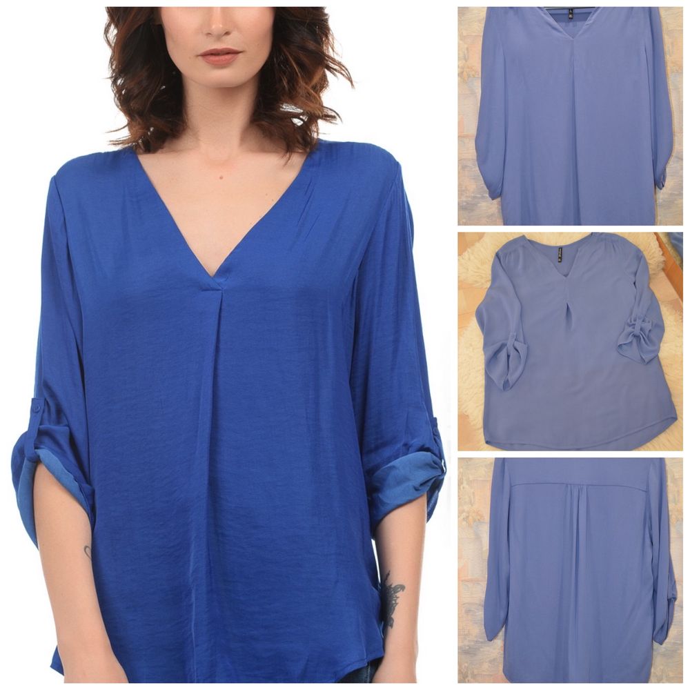 Блуза рубашка жіноча легка синя stradivarius вільного крою, розмір S