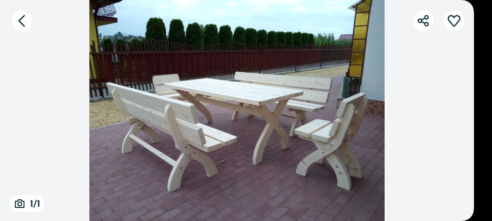 Zestaw ogrodowy 200cm stół z ławkami 2x krzesła