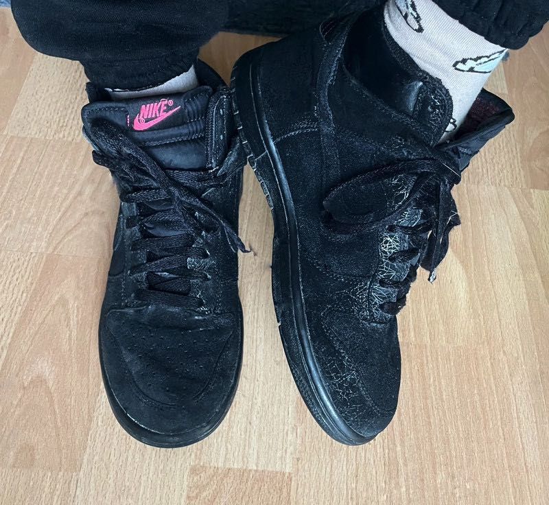 Nike Dunk Czarne r.38,5/39 high zamsz suede unisex black