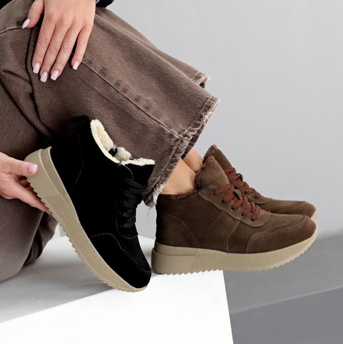 Черевики хайтопи жіночі зимові замшеві на хутрі