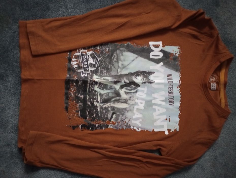 Bluzka z wilkiem długi rękaw 134