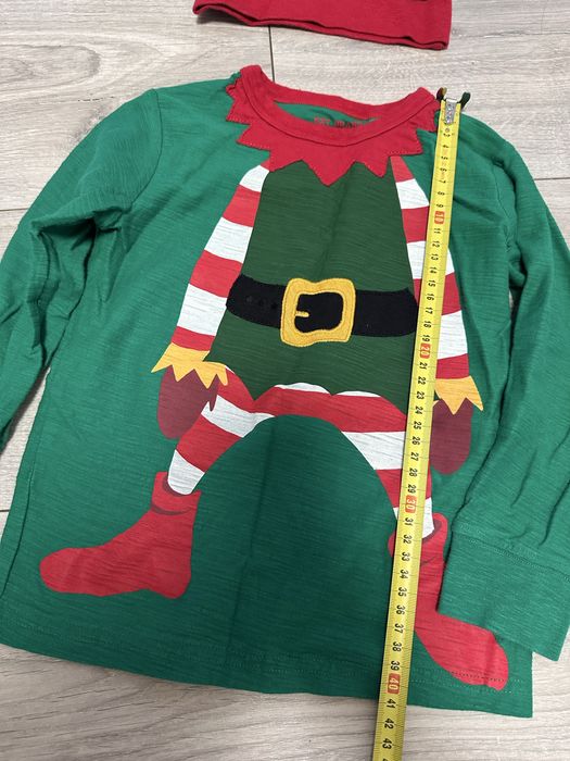 Кофта новогодняя лонгслив Санта 98 Эльф с шапочкой 104 Next