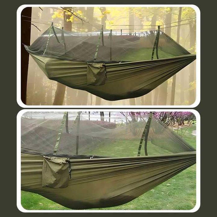 Nowy hamak ogrodowy dwuosobowy turystyczny z moskitierą 260x140