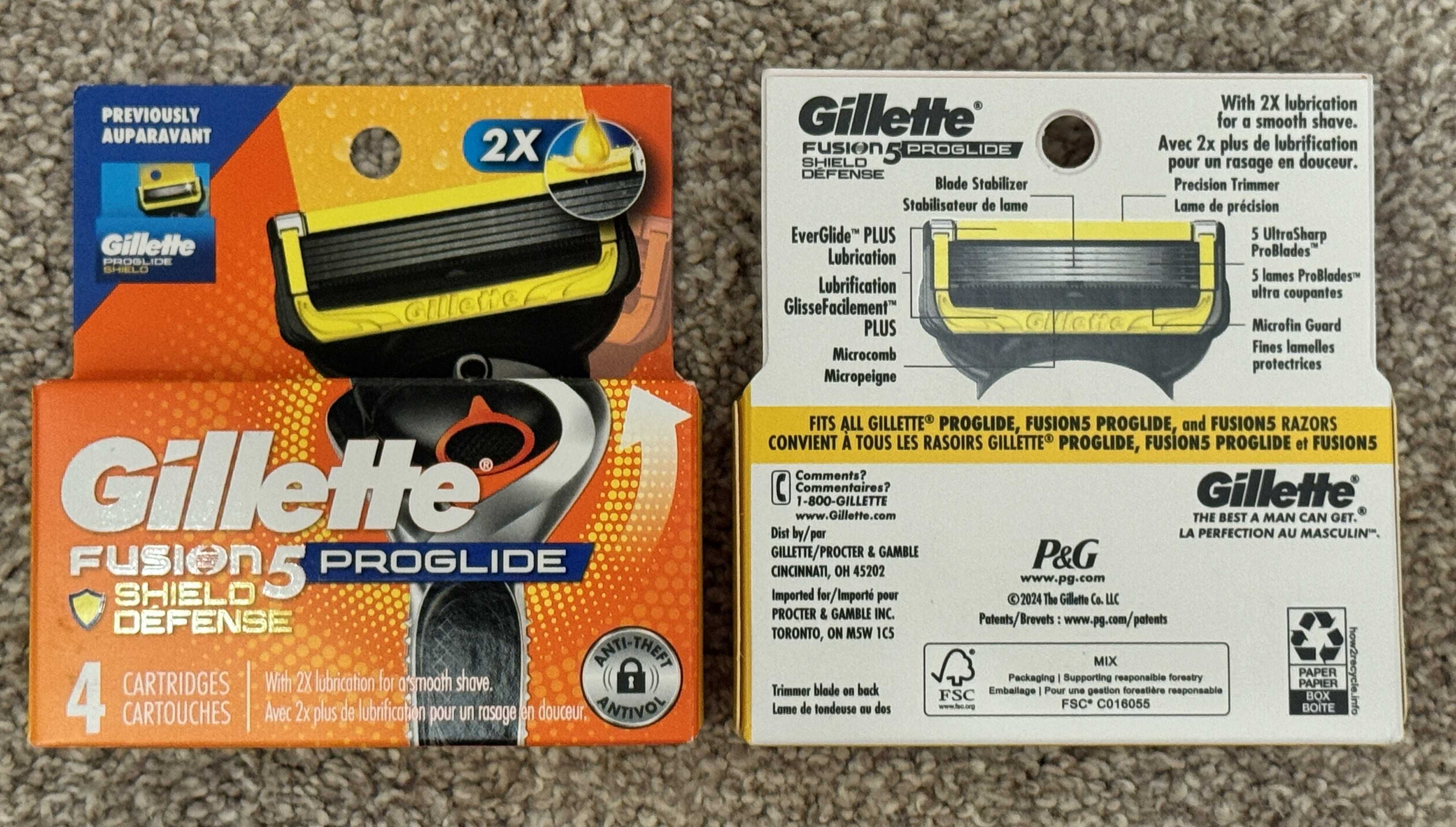 100%Оригинал из США Gillette Fusion Proglide SHIELD 4шт картриджи леза