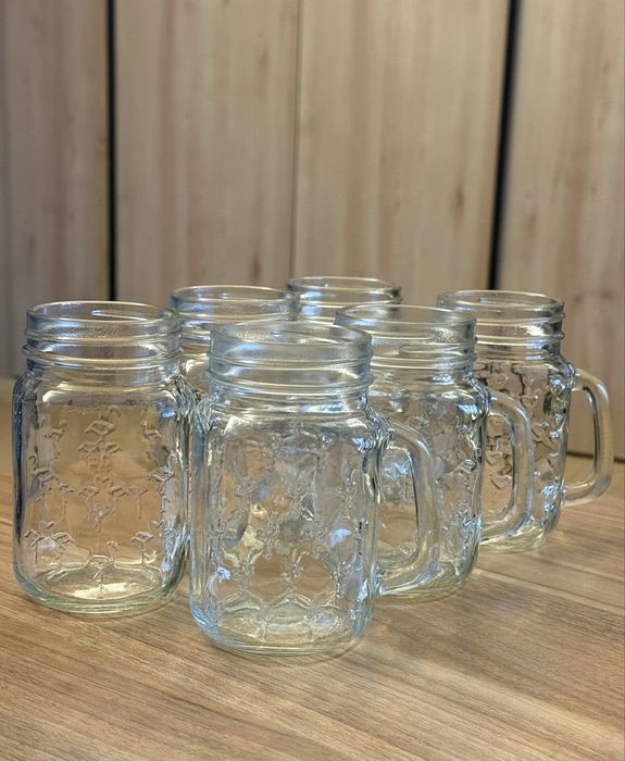 Szklanka z uchem słoik szklany 400 ml flamingi kaktusy serca 6 sztuk