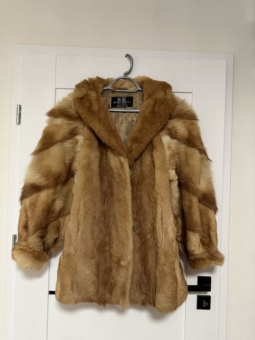 Futro naturalne lis rudy XL XXL oversize