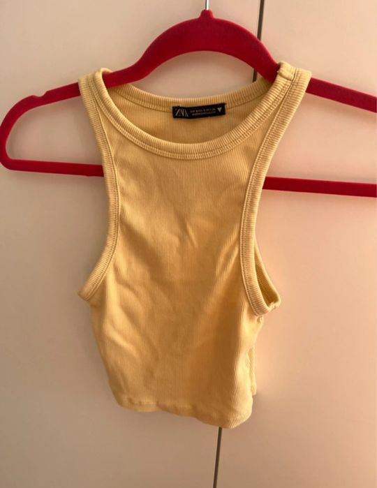 żółty butter yellow crop top Zara rozmiar s