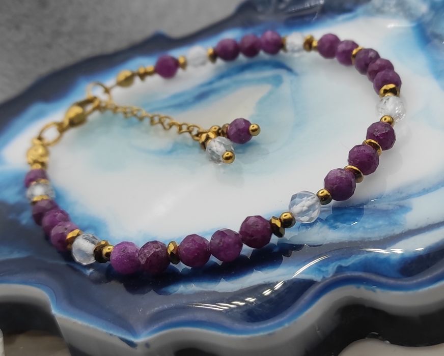 Bransoletka kamienie naturalne Rubin / Kryształ górski