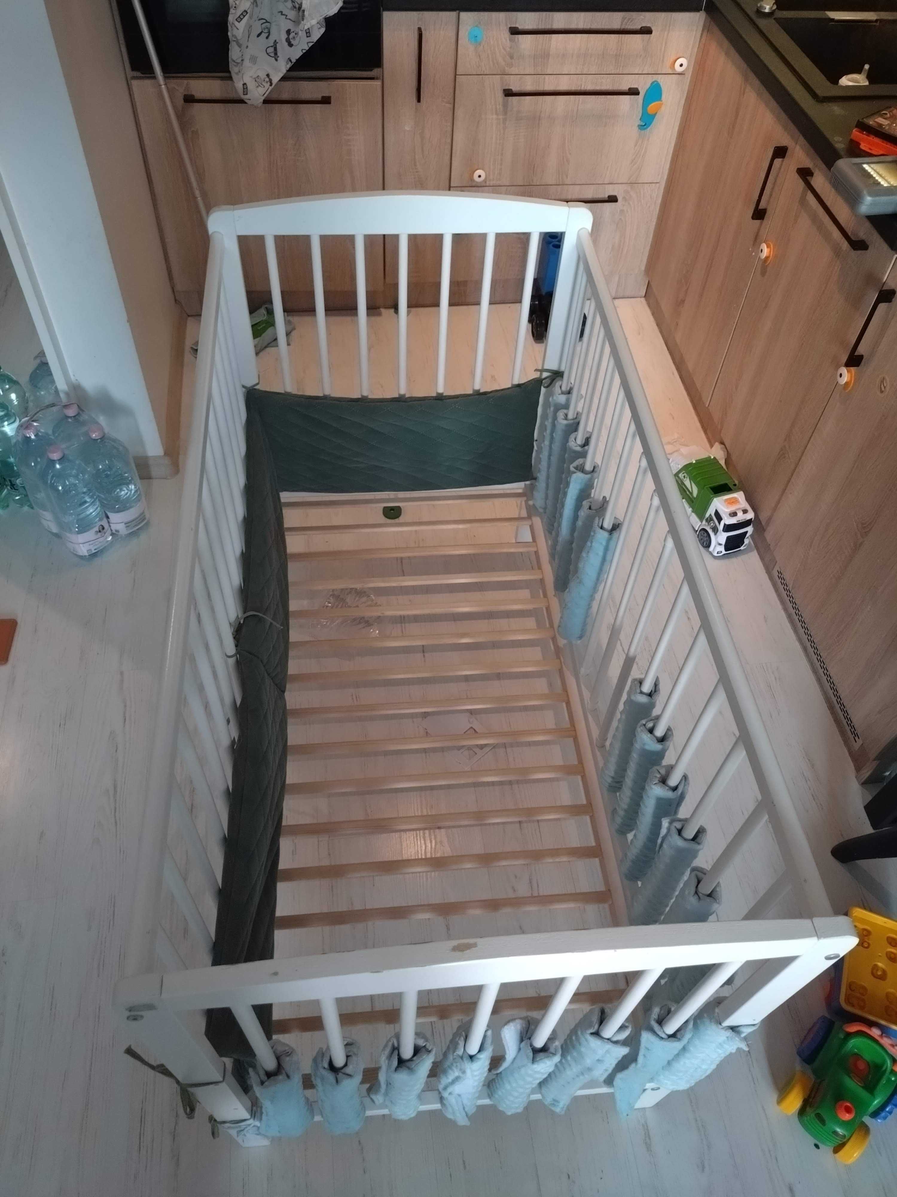 Łóżeczko dostawne 2w1 Andrzej 120x60(67) + MATERAC ikea + Ochraniacze
