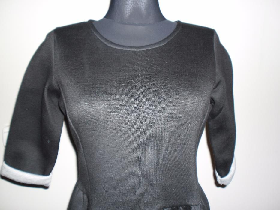 Nowa włoska sukienka bawełna dres pianka 36-38 czarna- szara