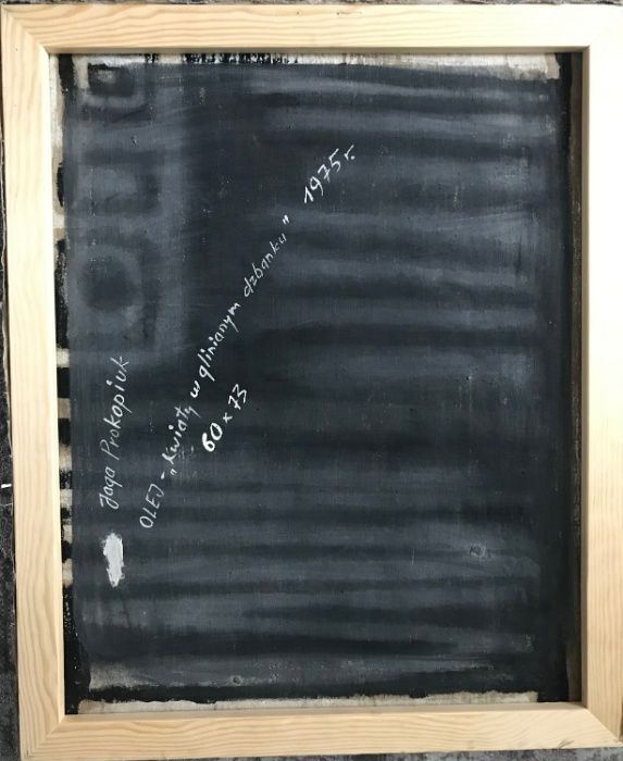 Jaga Prokopiuk – olej na płótnie „Kwiaty w glinianym dzbanku”, 1975 r.