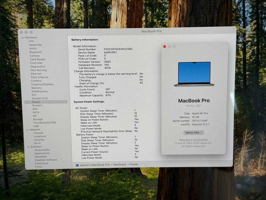 MacBook Pro 16” Space Gray 2021 (MK183LL/A) M1 Pro/16/512