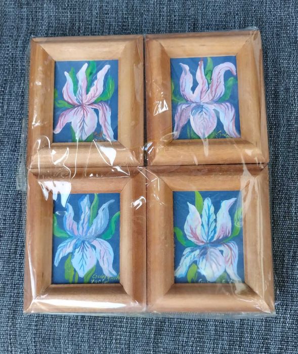 obrazki, 4 sztuki, kwiatki, irysy