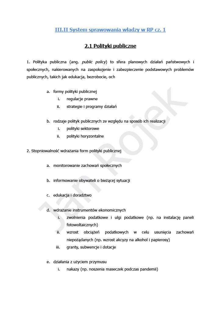 Notatki maturalne - Wiedza o społeczeństwie WOS - 3 klasa liceum