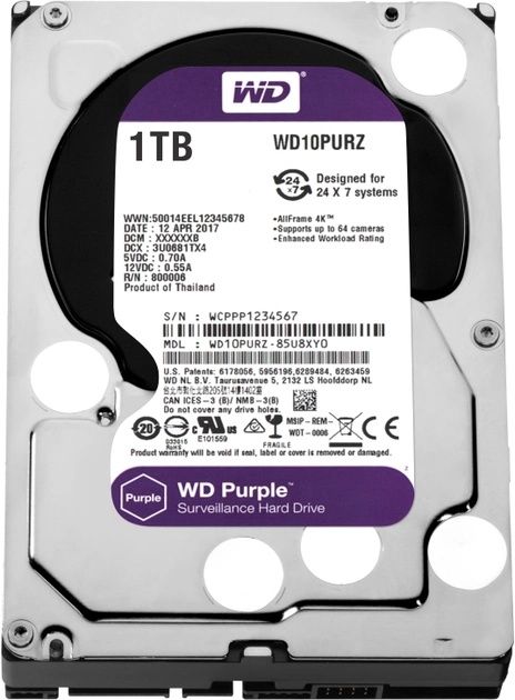 Жорсткий диск Western Digital Purple 1-TB 64MB WD20PURX 3.5 SA