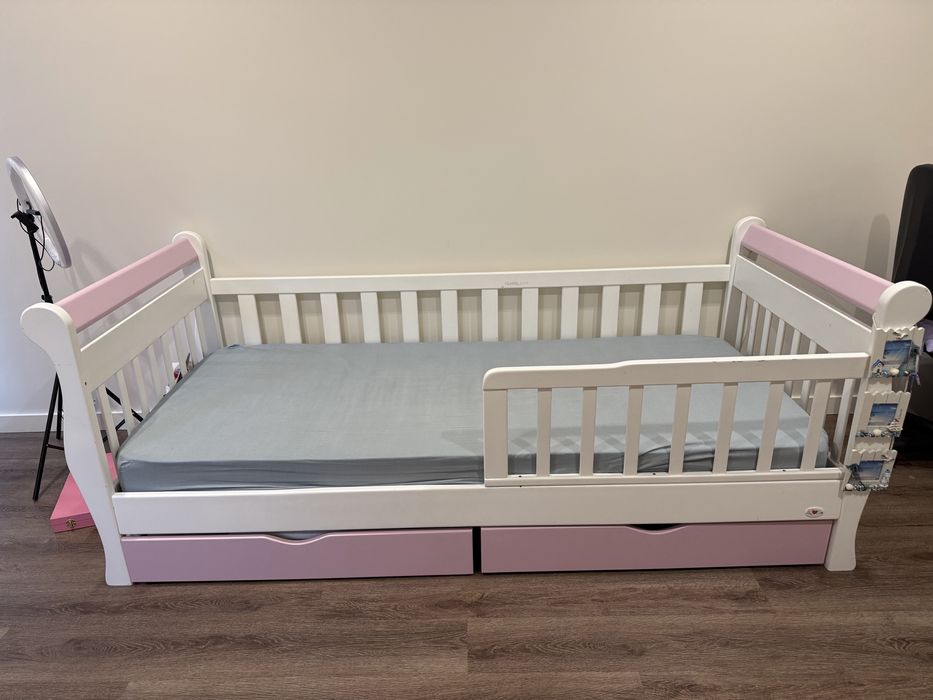 Дитяче ліжко з матрацом для дівчинки 200 на 100см