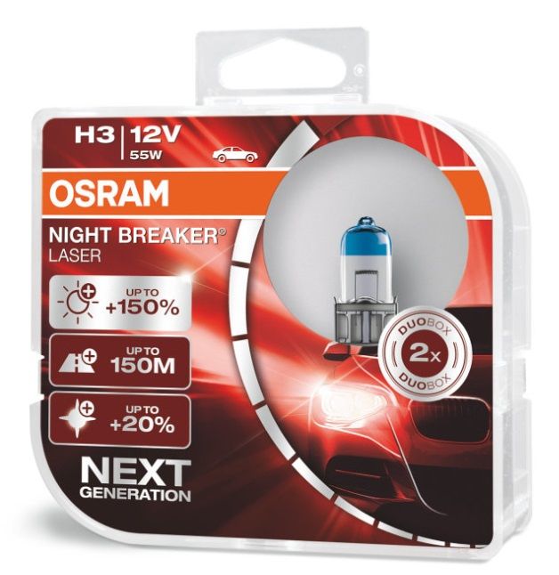 Lâmpadas Osram Night Breaker Laser Next +150% H1/H3/H4/H7/H8/H11/HB3