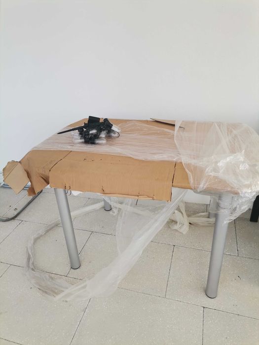 Mesa de jantar extensível vidro fosco