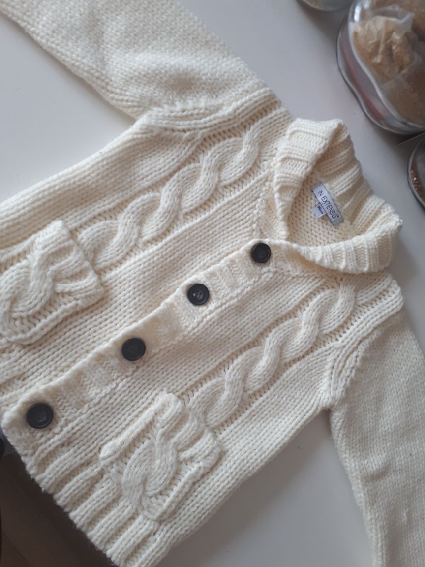 Nowy wełniany niemowlęcy sweter 80
