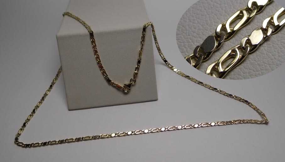 Złoty dwukolorowy łańcuszek 55 cm. 2,5 mm.