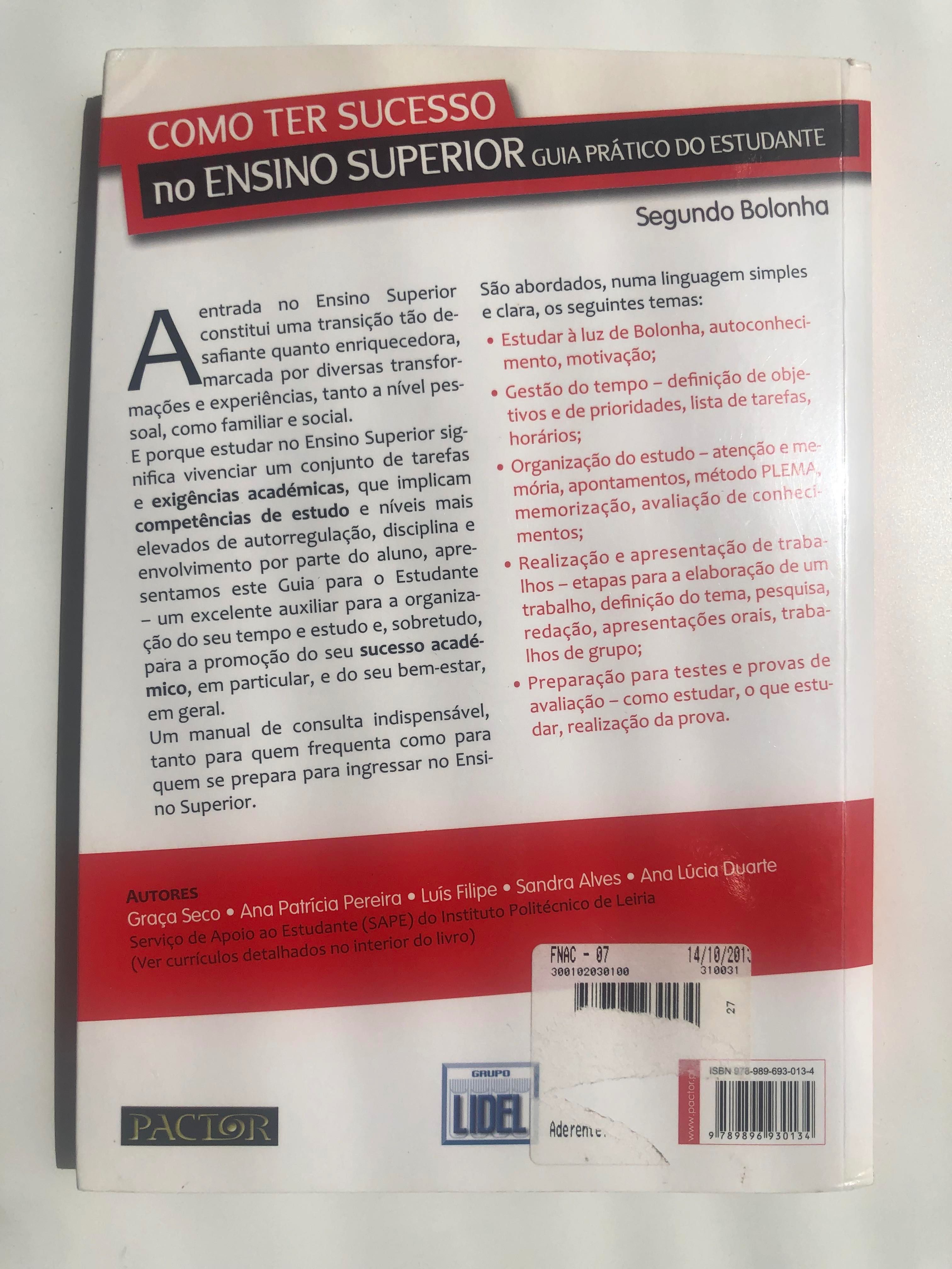 Livro "Como Ter Sucesso no Ensino Superior: Guia prático do estudante"