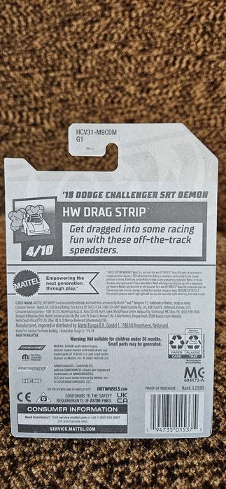 Hot wheels dodge challenger srt demon 2018