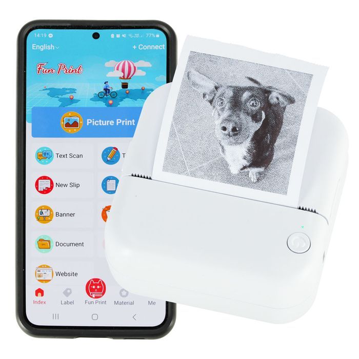 Drukarka Mini Termiczna do Zdjęć Etykiet Przenośna Kabel USB Papier