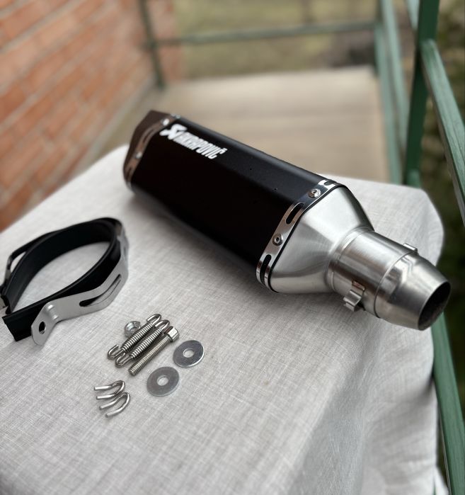 Прямоток AKRAPOVIC 37 см Вихлоп глушник Акраповіч чорний на мотоцикл