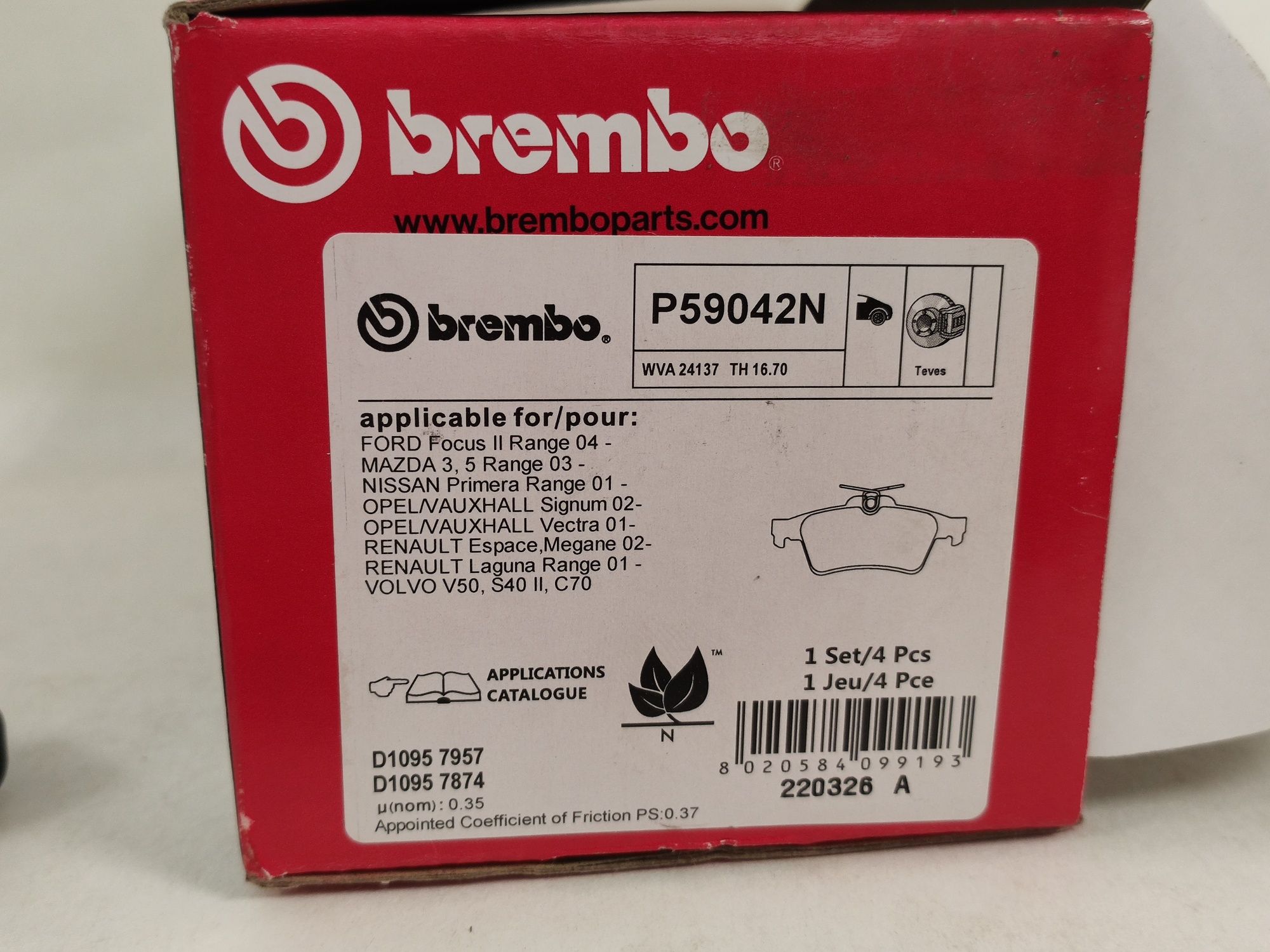 Нові оригінальні задні гальмівні колодки Brembo P59042N + датчик зносу