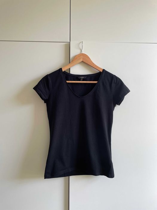 tshirt Massimo Dutti czarny basic minimal S koszulka casual