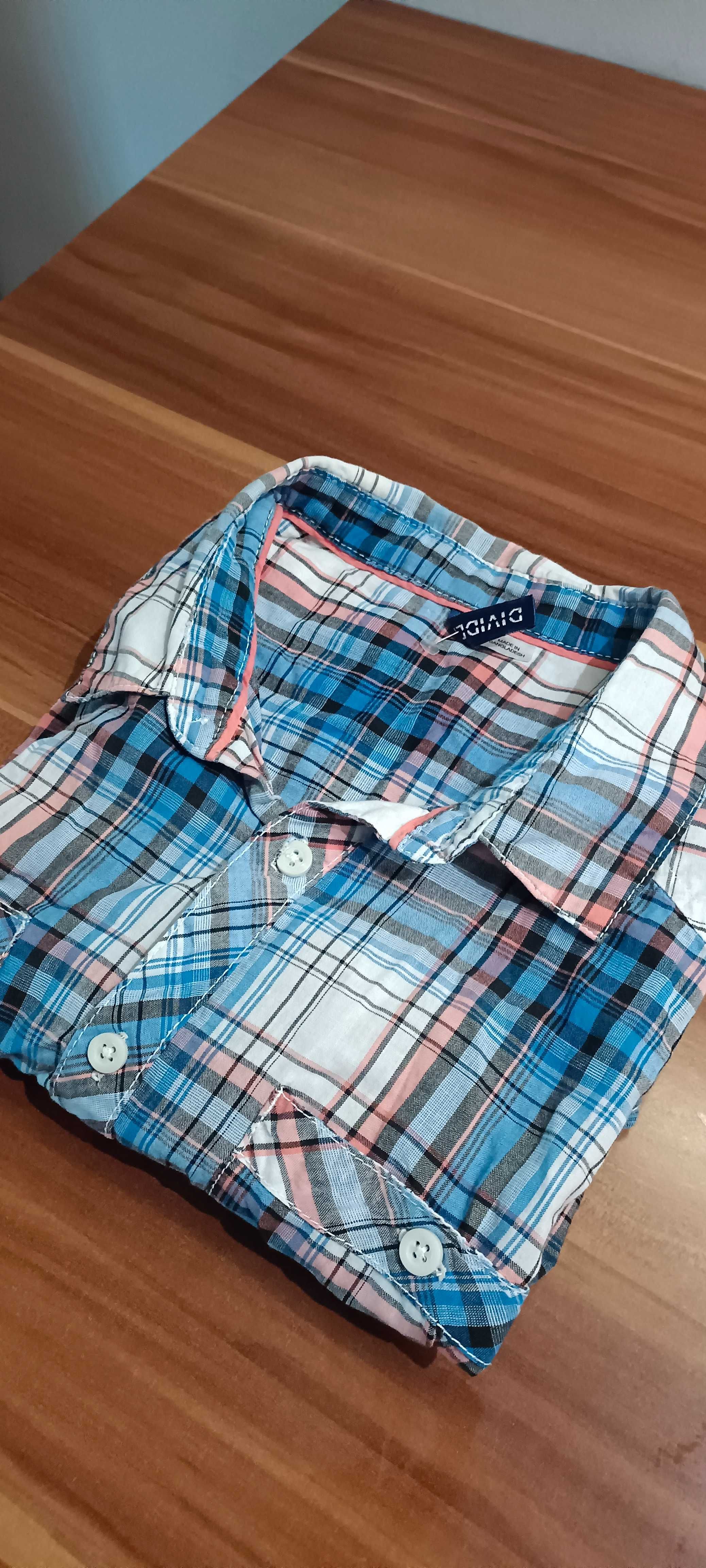 Casualowa koszula w kratkę z krótkim rękawem M bawełna