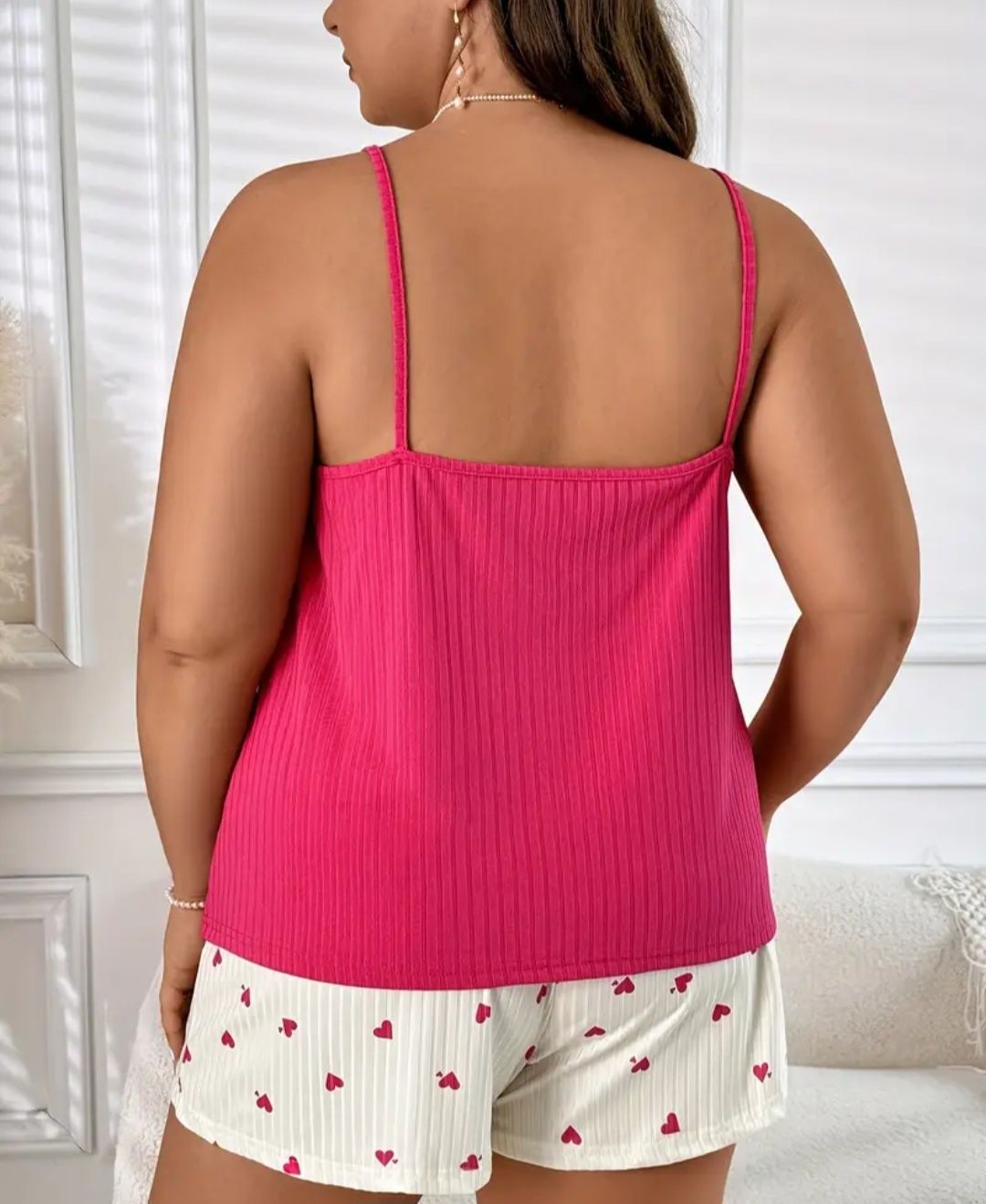 Piżama plus size 3XL serca różowa