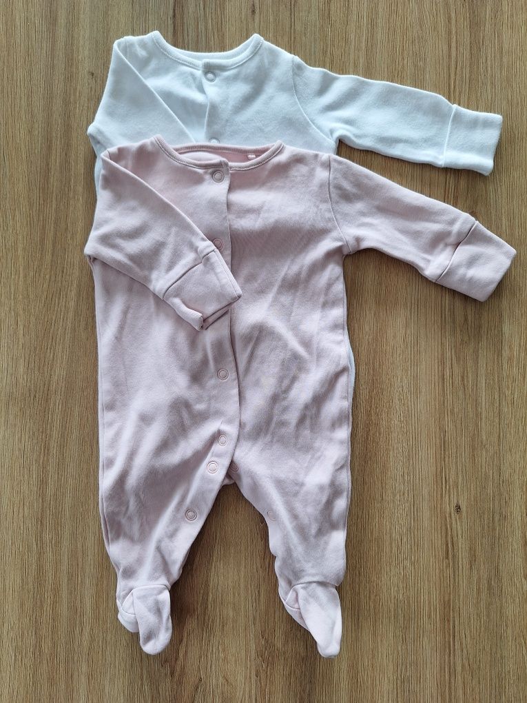 Pajacyk biały różowy niemowlęce dziewczęce 50-56 bawełna next f&f