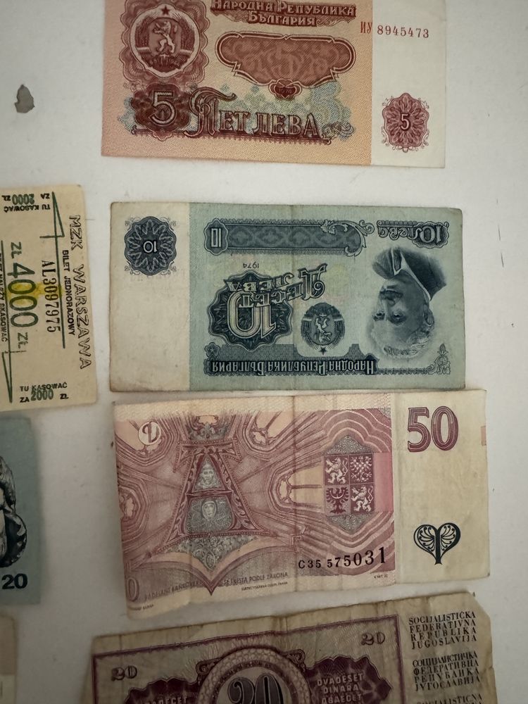 Stare banknoty kolekcjonerskie polska slovenska mille beograd korun