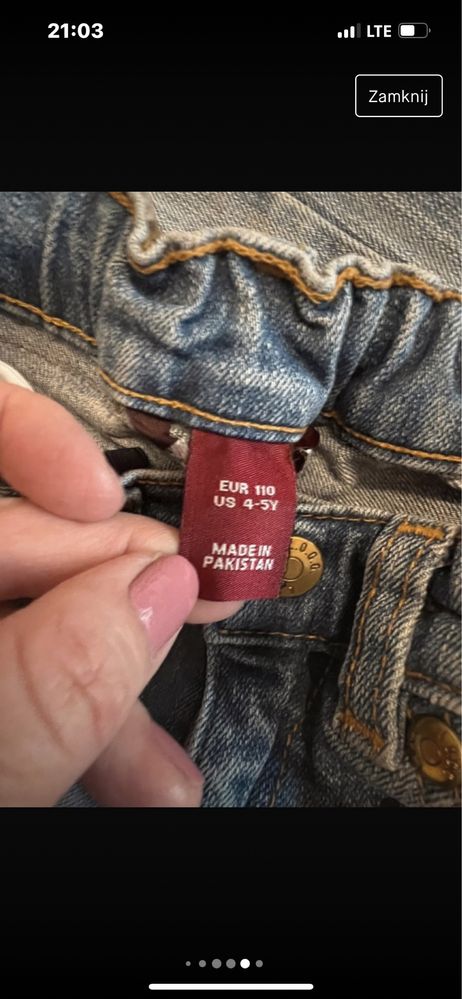 H&M spodnie dżinsowe dzwony rozszerzana nogawka  r. 110 cm