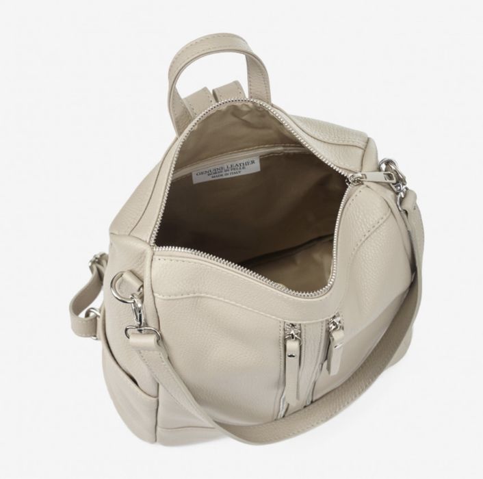 Сумка- рюкзак шкіряний Рюкзак А4 Італійський рюкзак світлий Бежевий