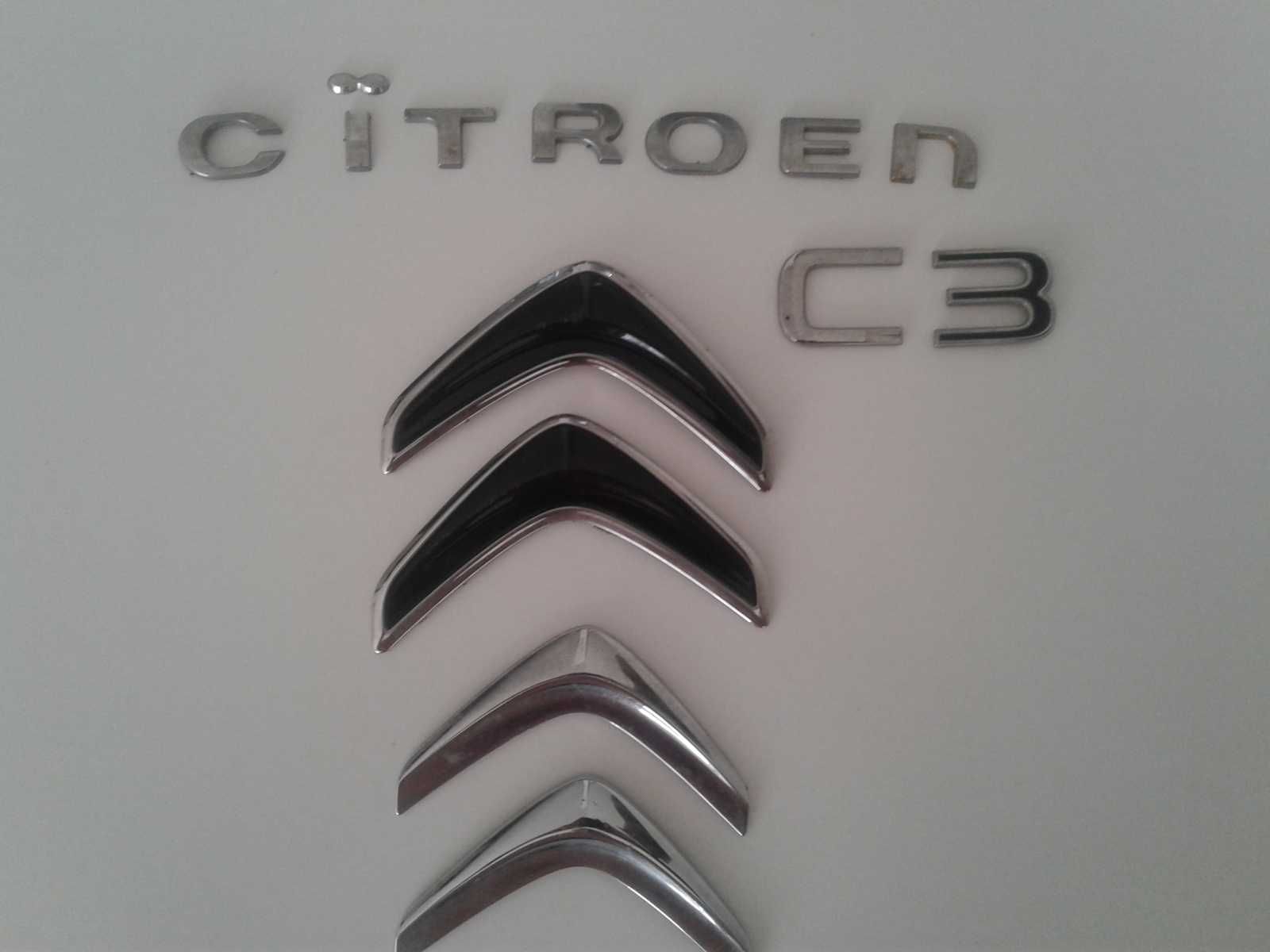 Znaczek Logo Napis Citroen C3 Cactus Czarny Srebrny Chrom